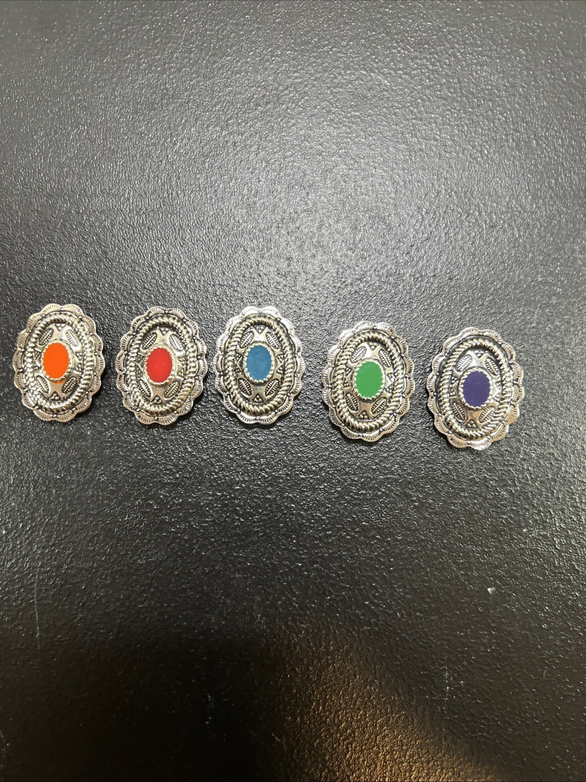 5 Western Concho Snap Buttons – Colorful Inlay – Leathercraft Sewing DIY