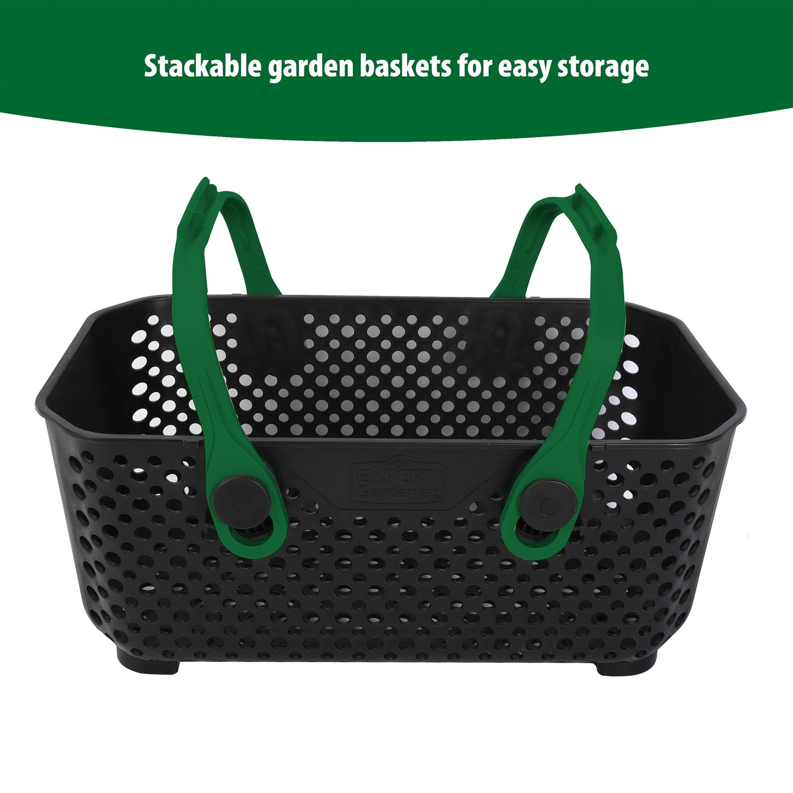 Harvest Storage Basket Black W/ Handles & Stackable Design