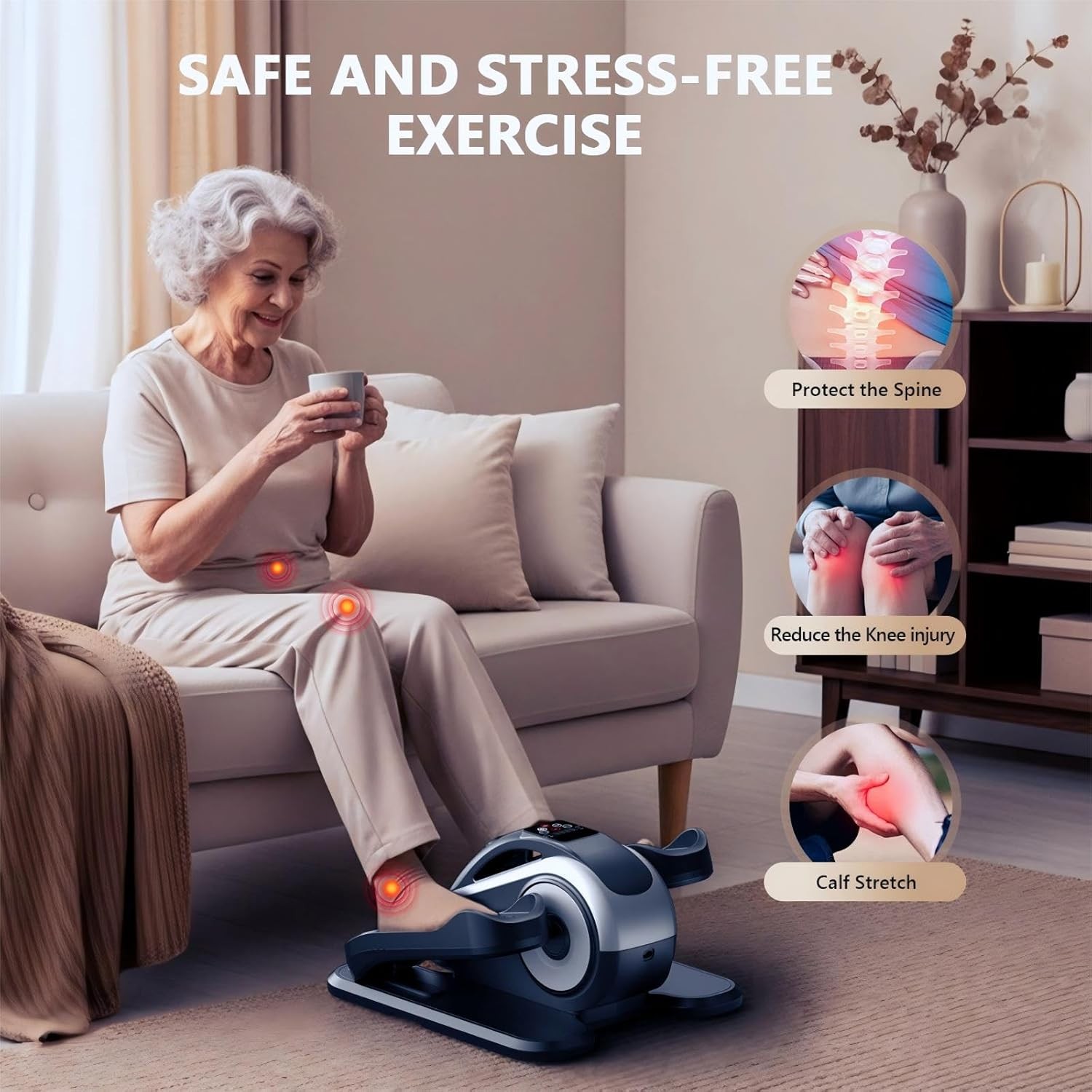 Electric Leg Exerciser Under Desk Elliptical Machine Adjustable Foot Glider