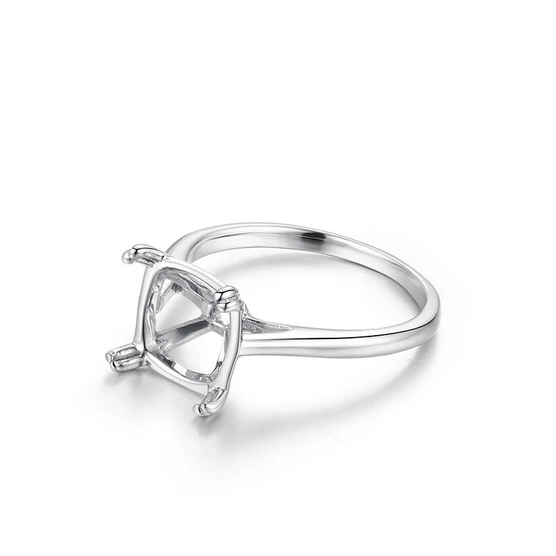 925 Sterling Silver Semi Mount Ring Setting for 9mm Square Stone Ring For Her