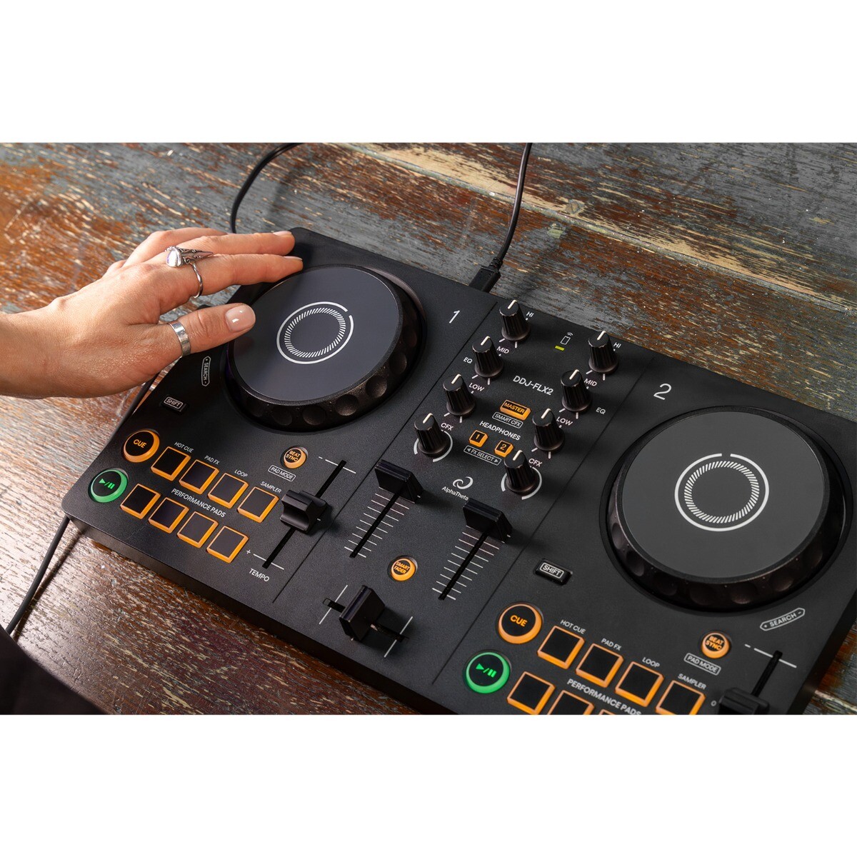 AlphaTheta DDJ-FLX2 Compact 2-Channel DJ Controller w Decksaver Cover Package