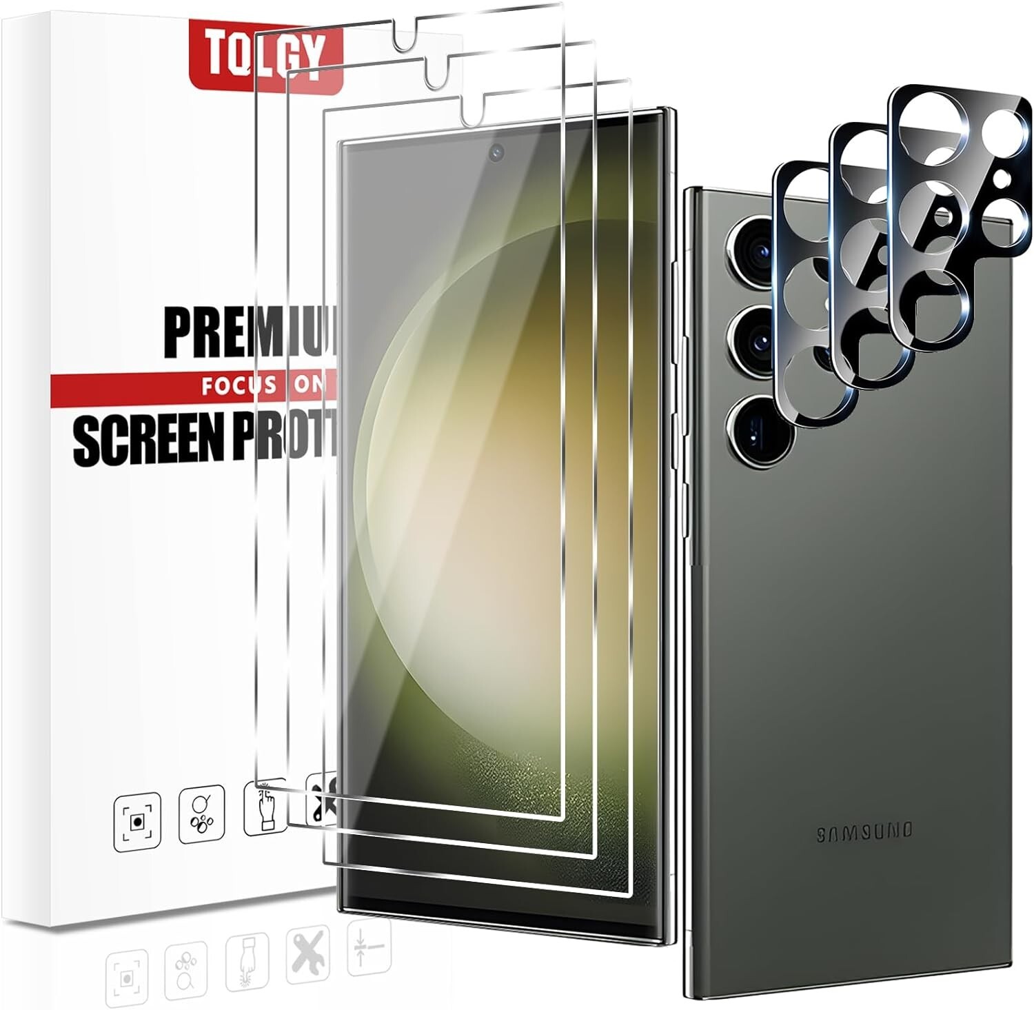 TQLGY 3 Pack Screen Protector for Samsung Galaxy S24 Ultra 6.8-Inch with 3 Pack