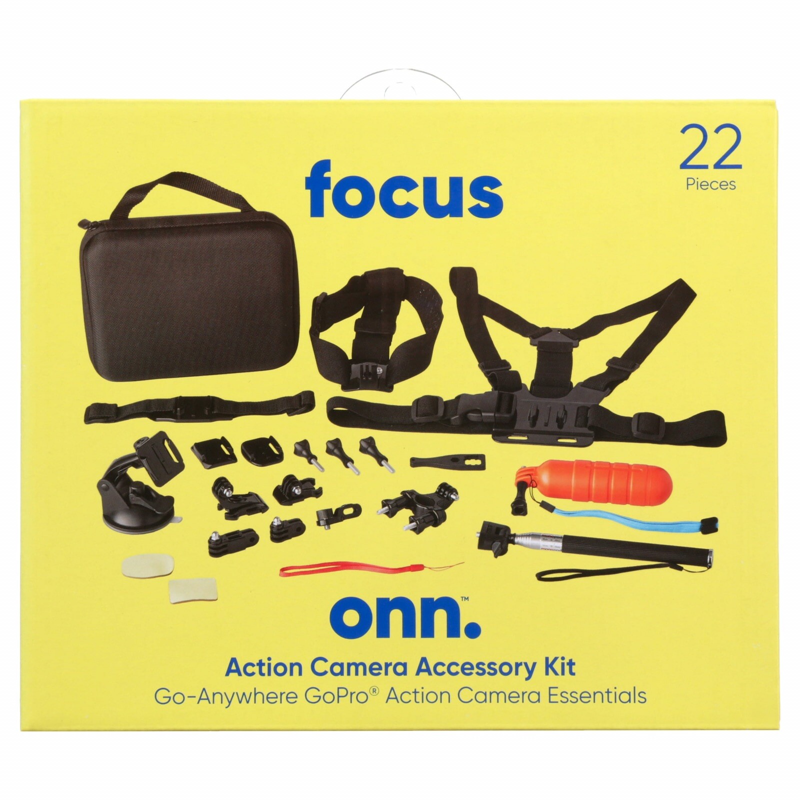 Focus Action Camera 22 pieces Accessory ONN. Kit Essentials for GoPro® & others!
