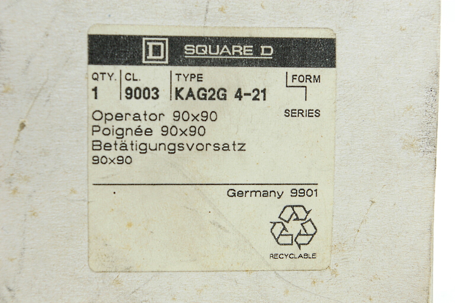 Square D 9003KAG2G 4-21 Operator Switch Very Hard To Find Germany