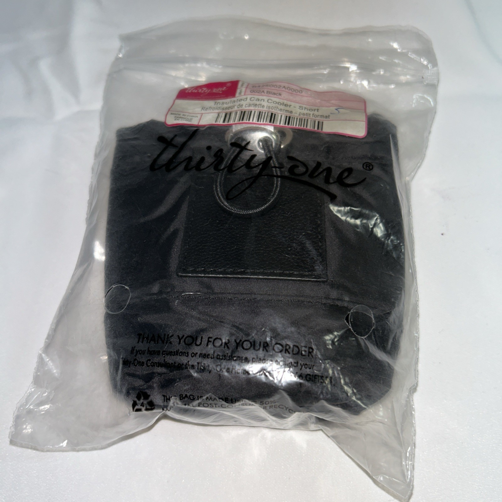 Thirty-One Insulated Can Cooler. Short Black