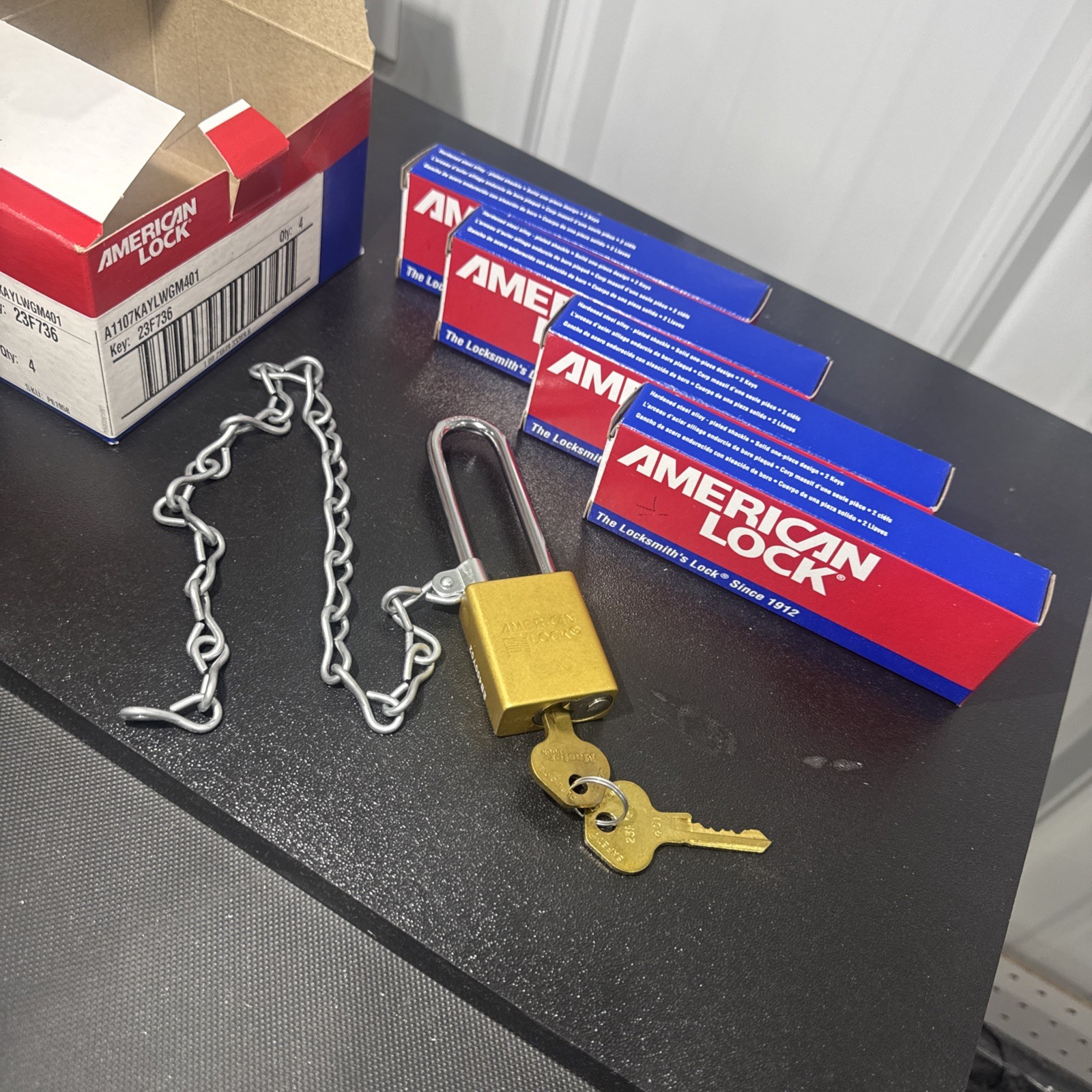 Box of 64 - American Lock Lockout Padlock A1107KAYLWGM401 Key 23F736