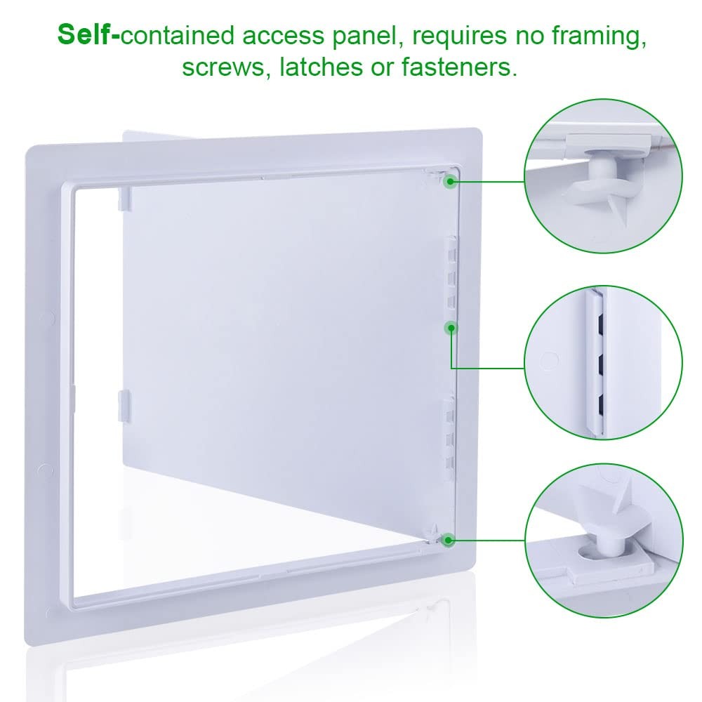 10x10 Inch White Plastic Reinforced Hinged Removable Wall Access Panel