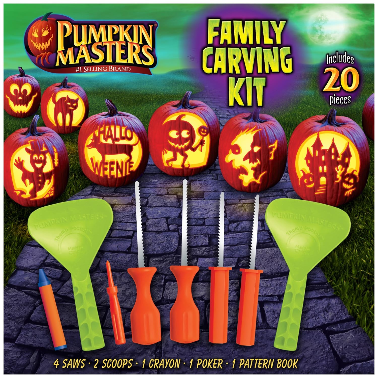 Halloween Pumpkin Carving Kit 4 Tools 12 Stencils Spooky JackOLanterns