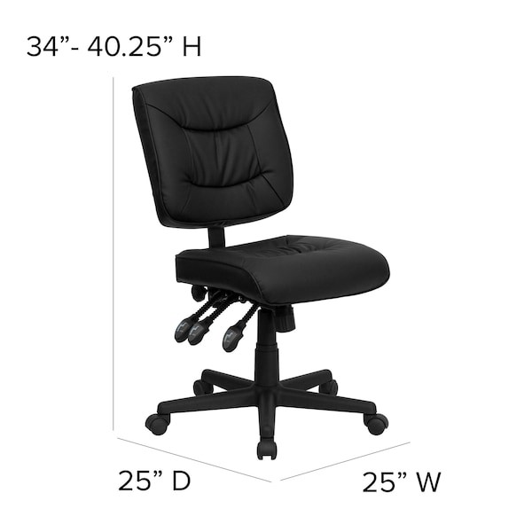 Flash Furniture Go-1574-Bk-Gg Leather Task Chair, 22 1/4-, No Arm, Back, Seat,