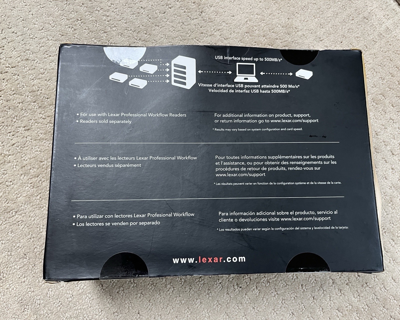 New Lexar Professional Workflow HR1 Black Four-Bay USB 3.0 Reader Hub