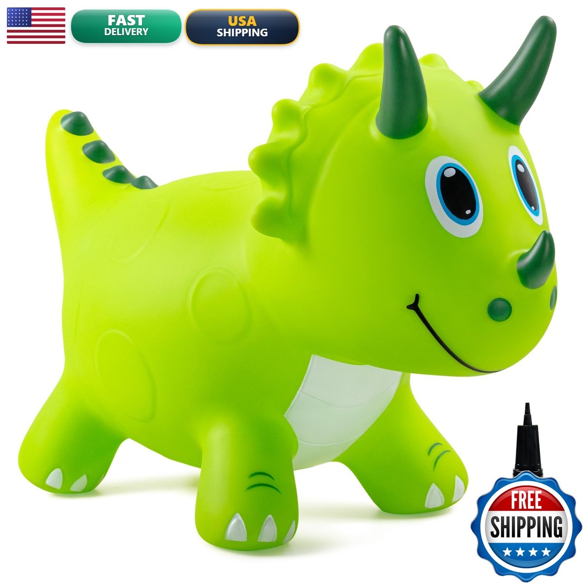 EVERICH TOY Dinosaur Triceratops Bounce Hopper for 18 Months-4 Years Boys