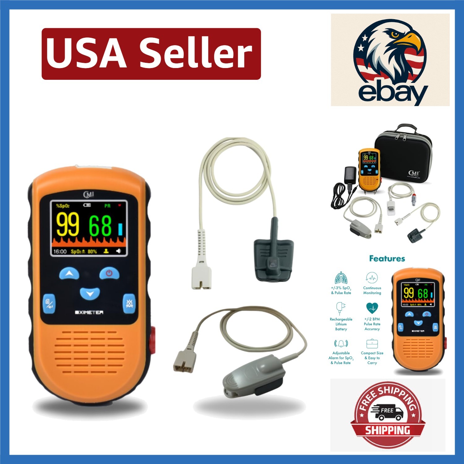 Durable Pulse Oximeter with Adjustable Alarm - Portable Health Monitoring Device
