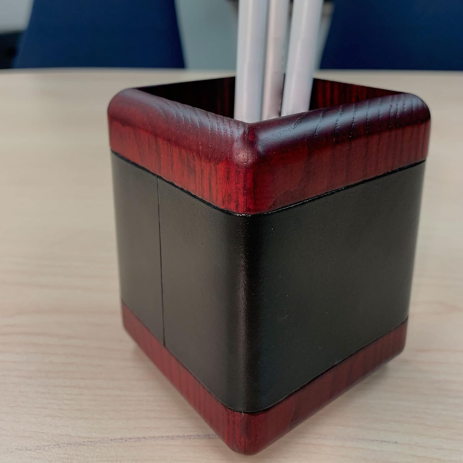 Rosewood and Leather Pencil Cup