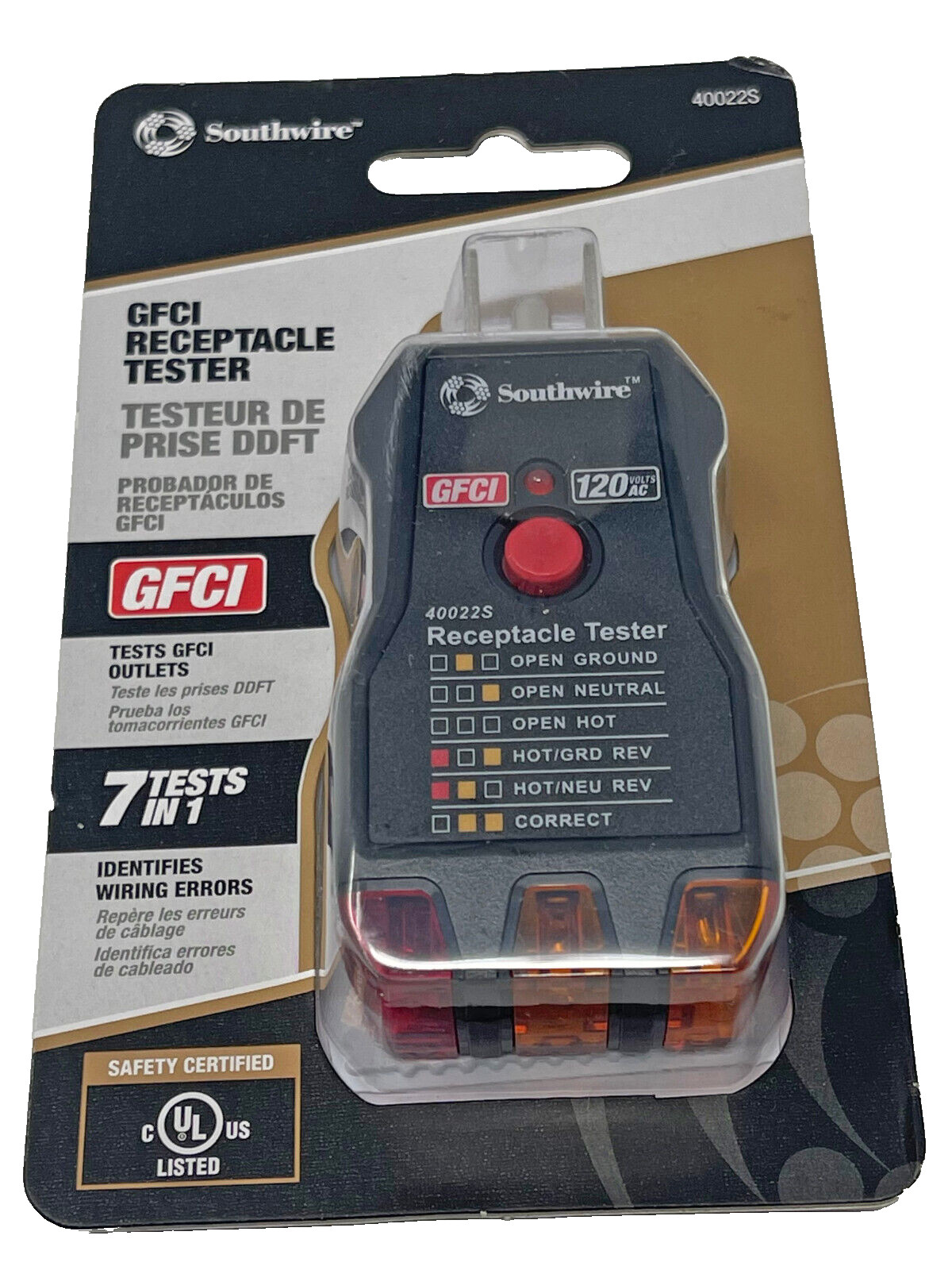 Southwire 40022S GFCI Receptacle Tester New Unopened 120 Volt