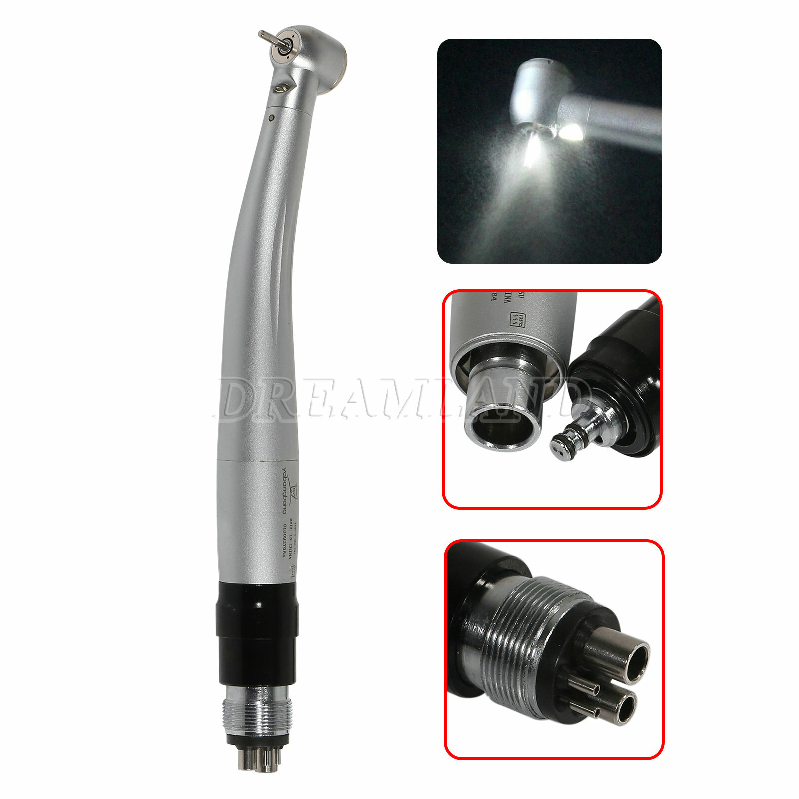 Dental E-generator LED High Speed Handpiece Steel & quick Coupler 4 Hole
