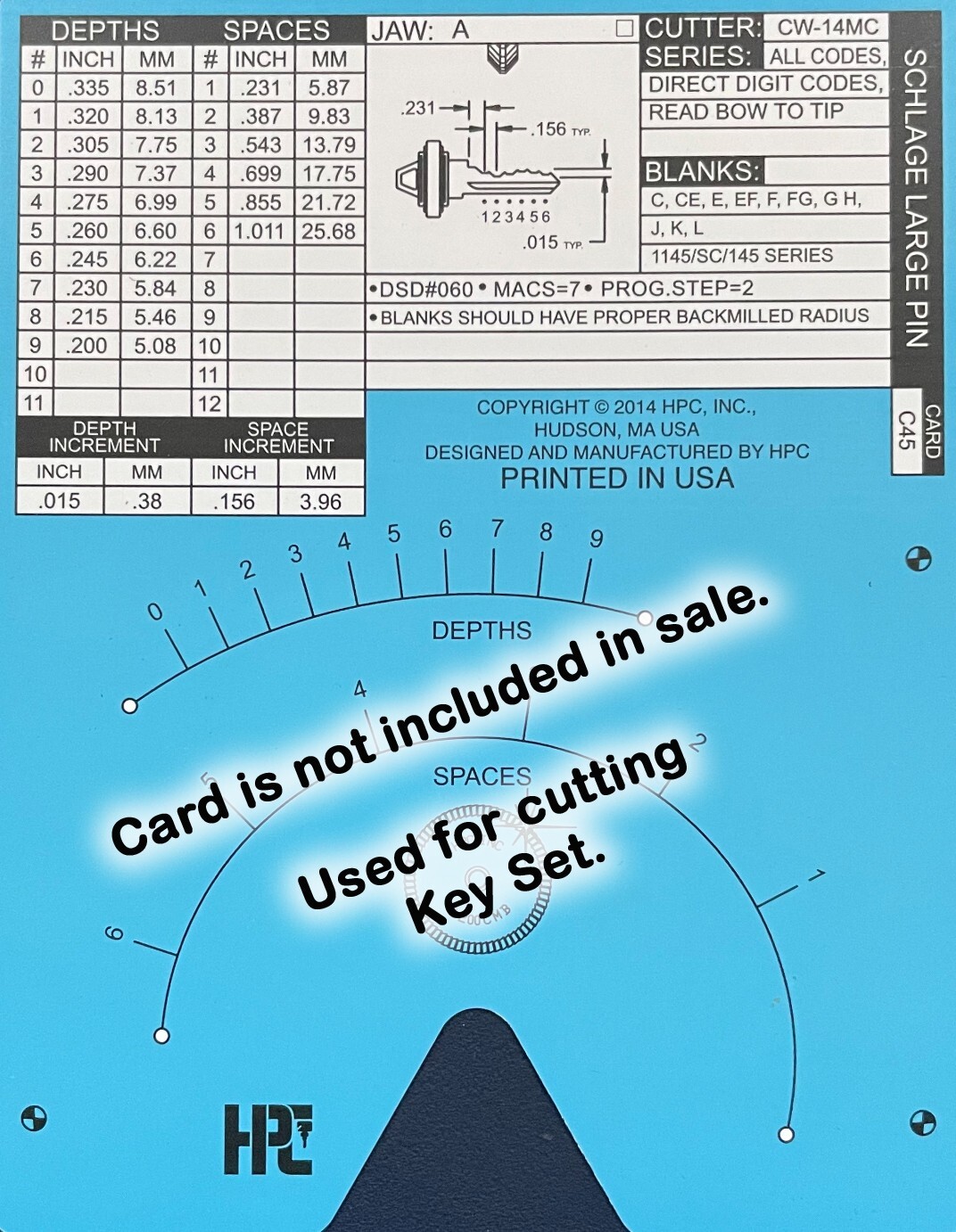 Schlage SC1 Space and Depth Keys ~ DSD#060, C45
