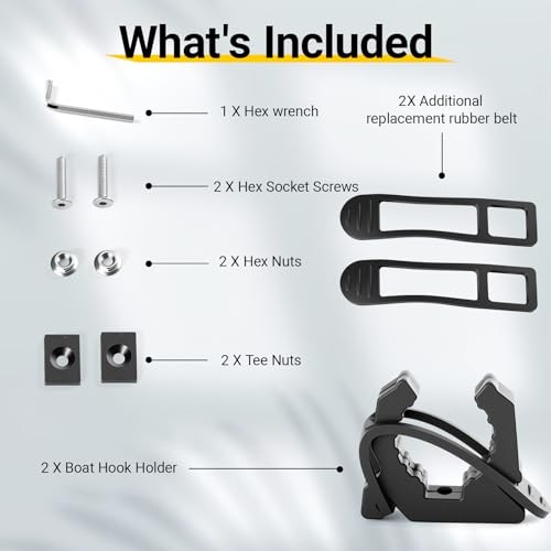 Quick Release Boat Hook Holders with Rubber Spring Strap,Marine Holder 2 Pcs