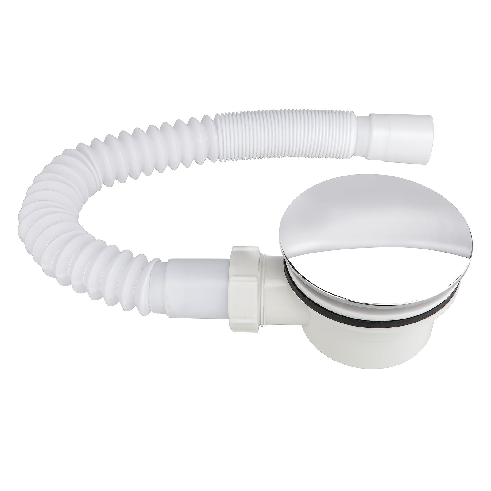 Low Profile Shower Drain, 1.5" Side Outlet Drain Assembly with White