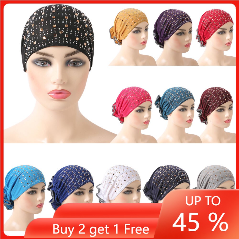 Women Flower Cancer Chemo Hat Muslim Hijab Hair Loss Head Scarf Turban Cap Wraps