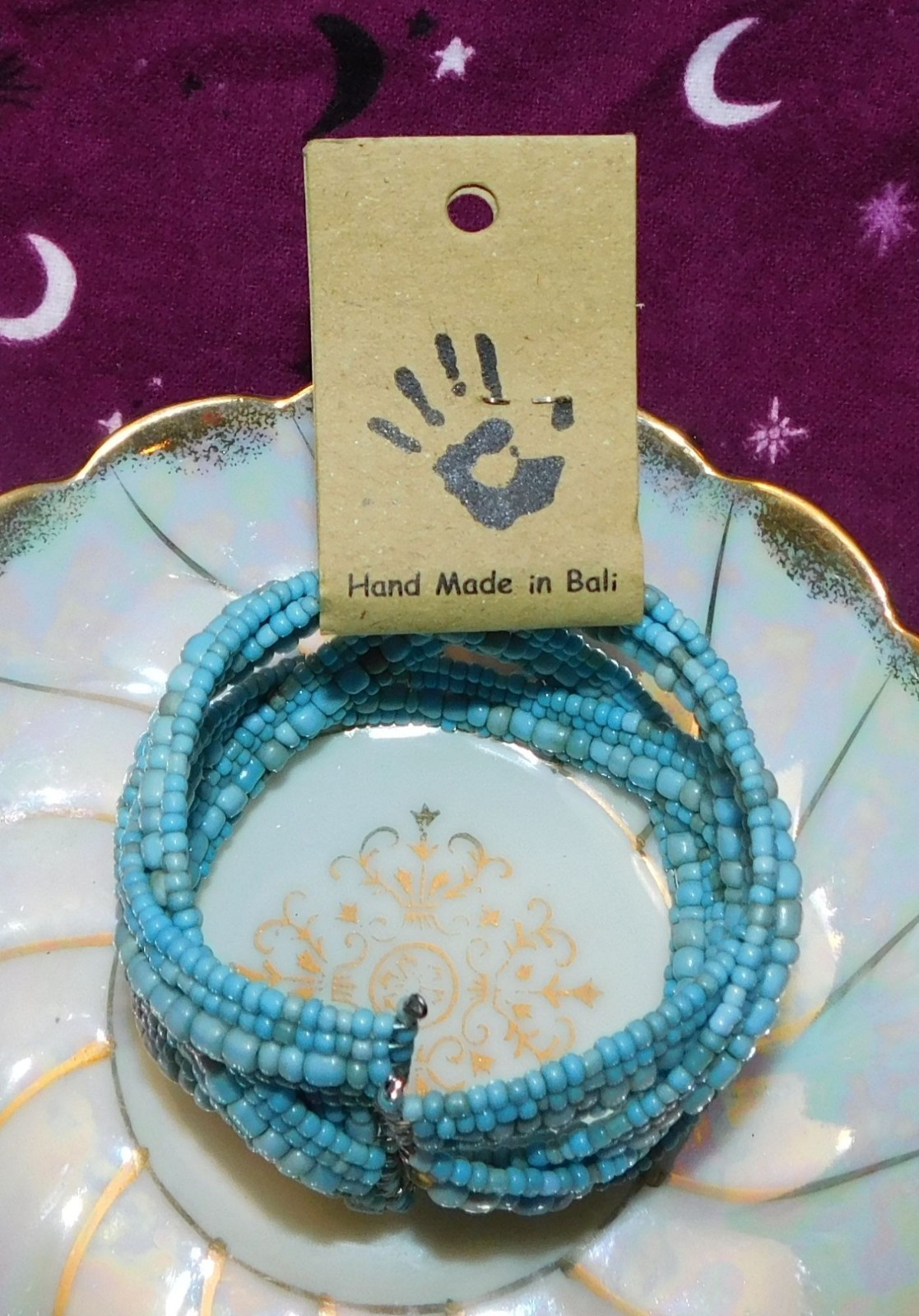 Archipelago Handmade Blue beaded Cuff Bracelet