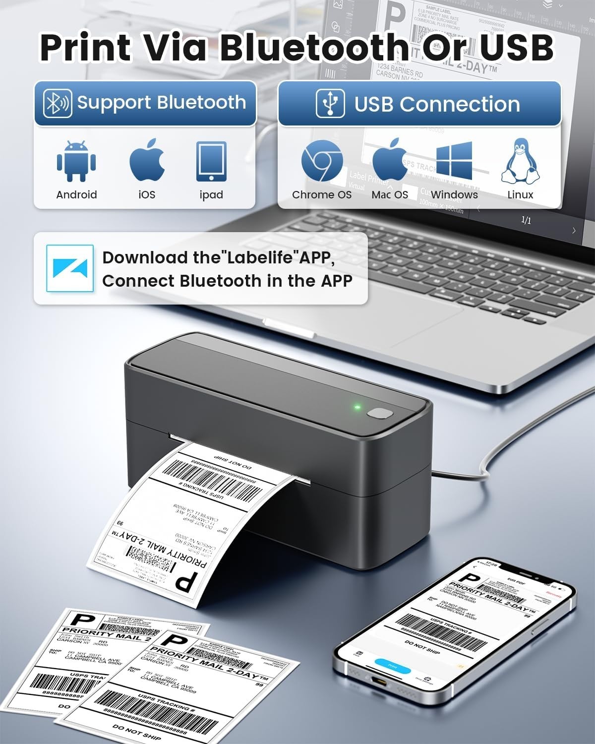 Phomemo Bluetooth Thermal Printer for Shipping Package for Amazon, Ebay, Shopify