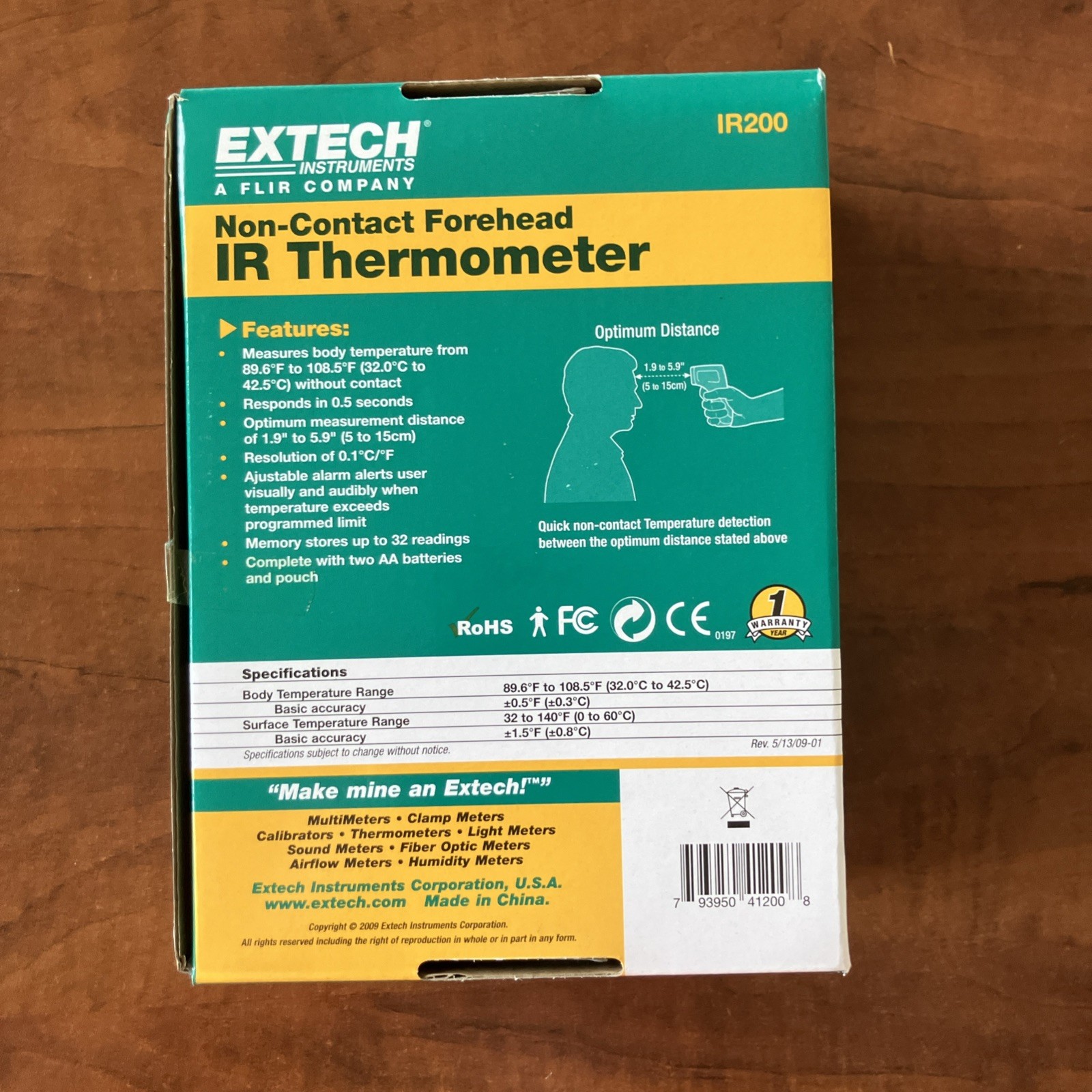 ExTech Instruments IR200 Non-Contact Forehead Infrared Handheld Thermometer