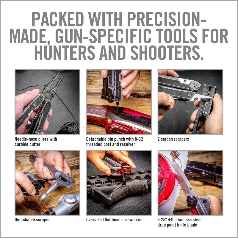 Gun Tool Max, 37-in-1 Multitool for Gunsmithing, Includes Pliers, Wire Cutters