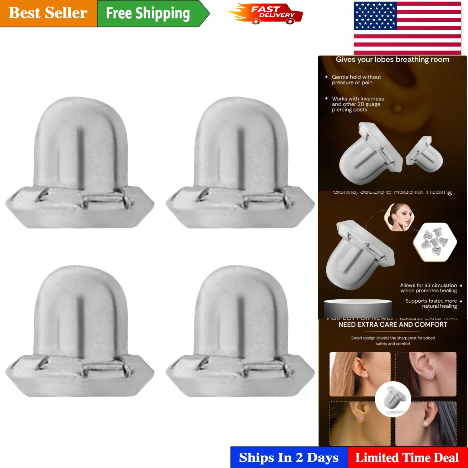 Durable Replacement Earring Clutches – Comfortable Fit for Healing Piercings