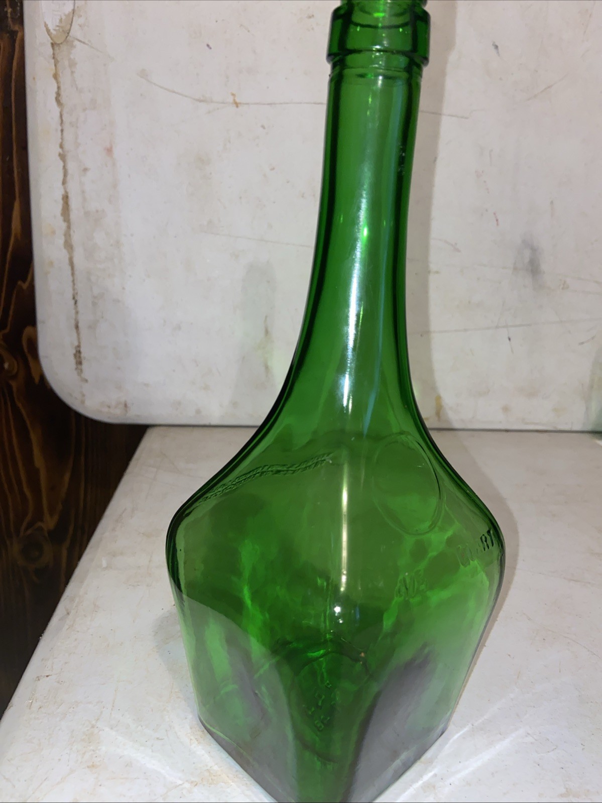 1940s jacquin's emerald green cordials PA liquor glass bottle