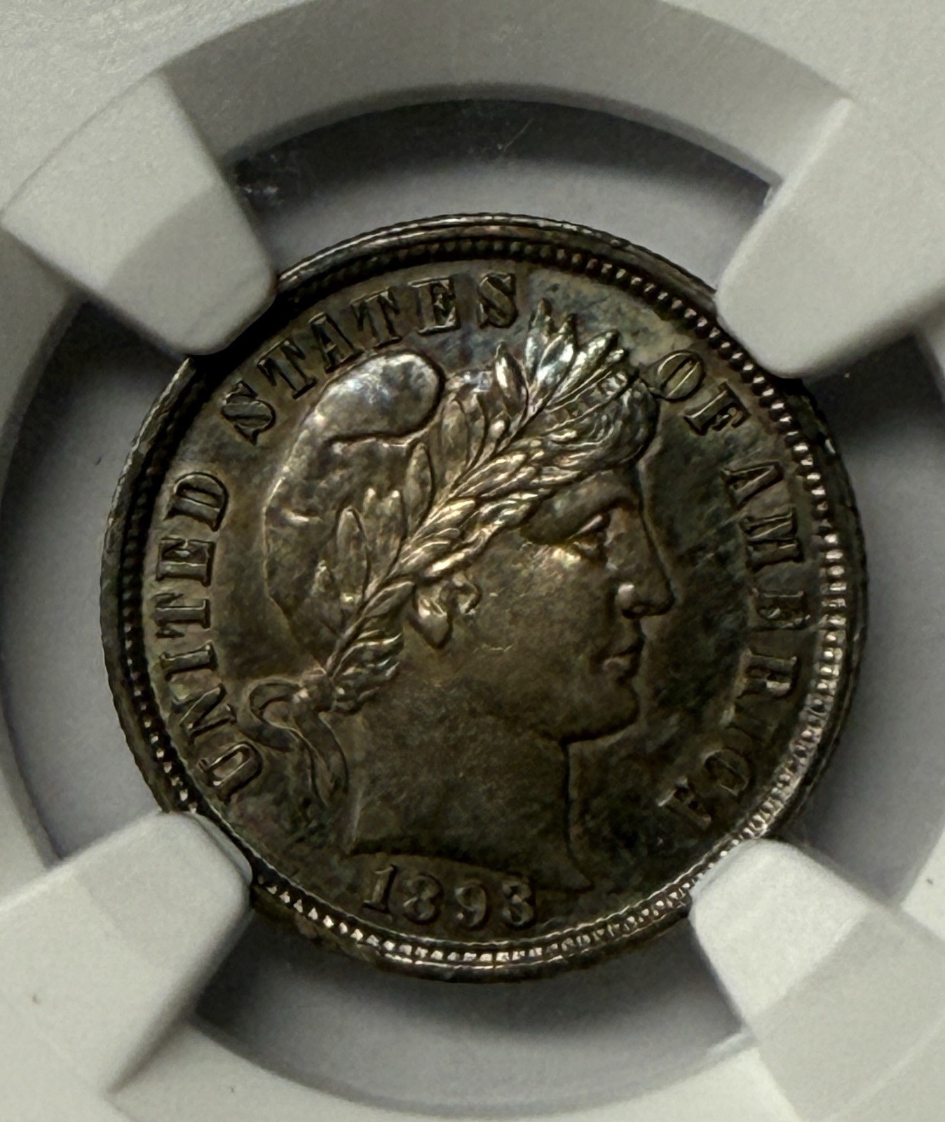 1893 BARBER DIME NGC AU DETAILS CLEANED
