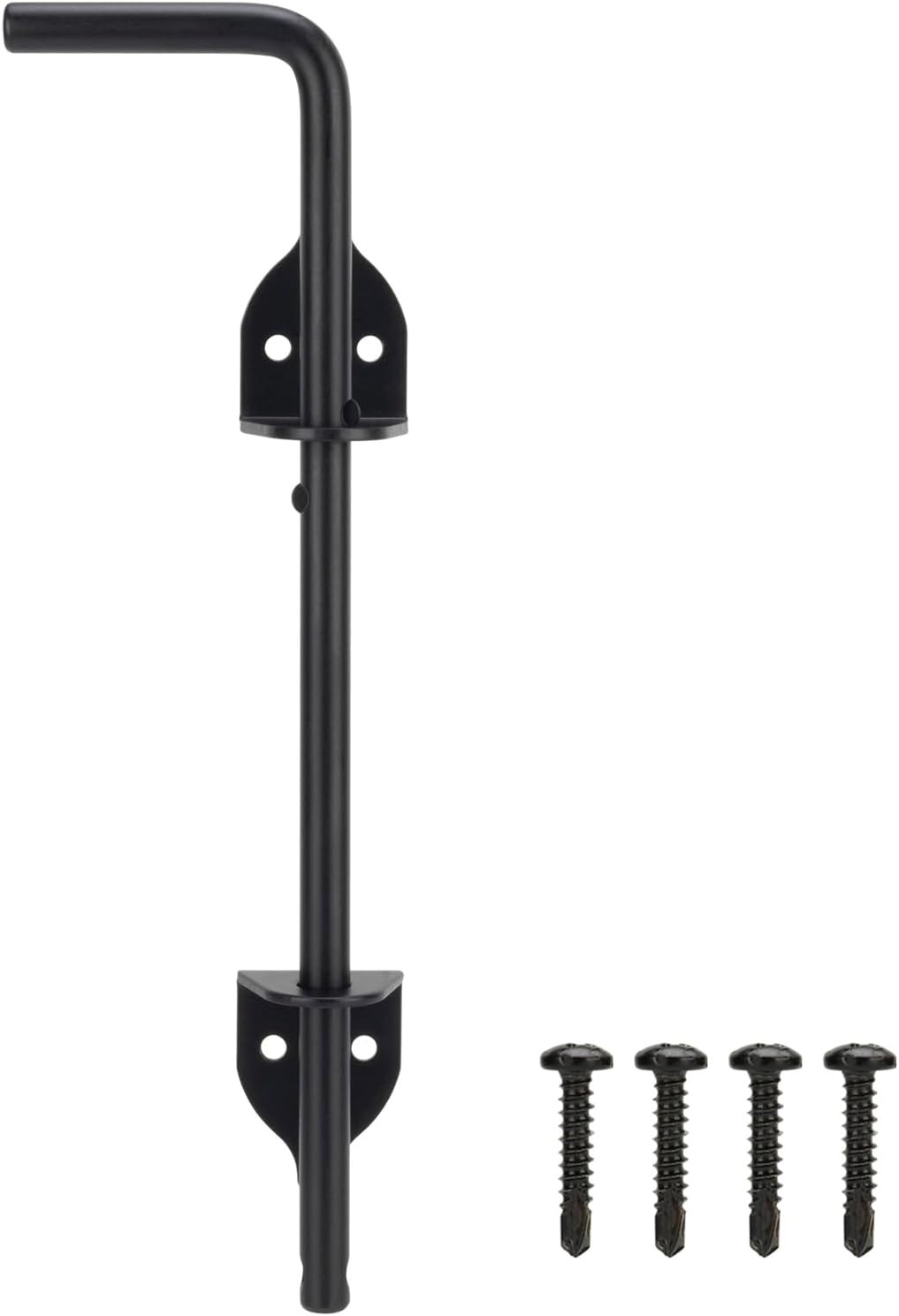 12" Heavy-Duty Cane Bolt Drop Rod Gate Ground Latch Black Finish 1 Pack