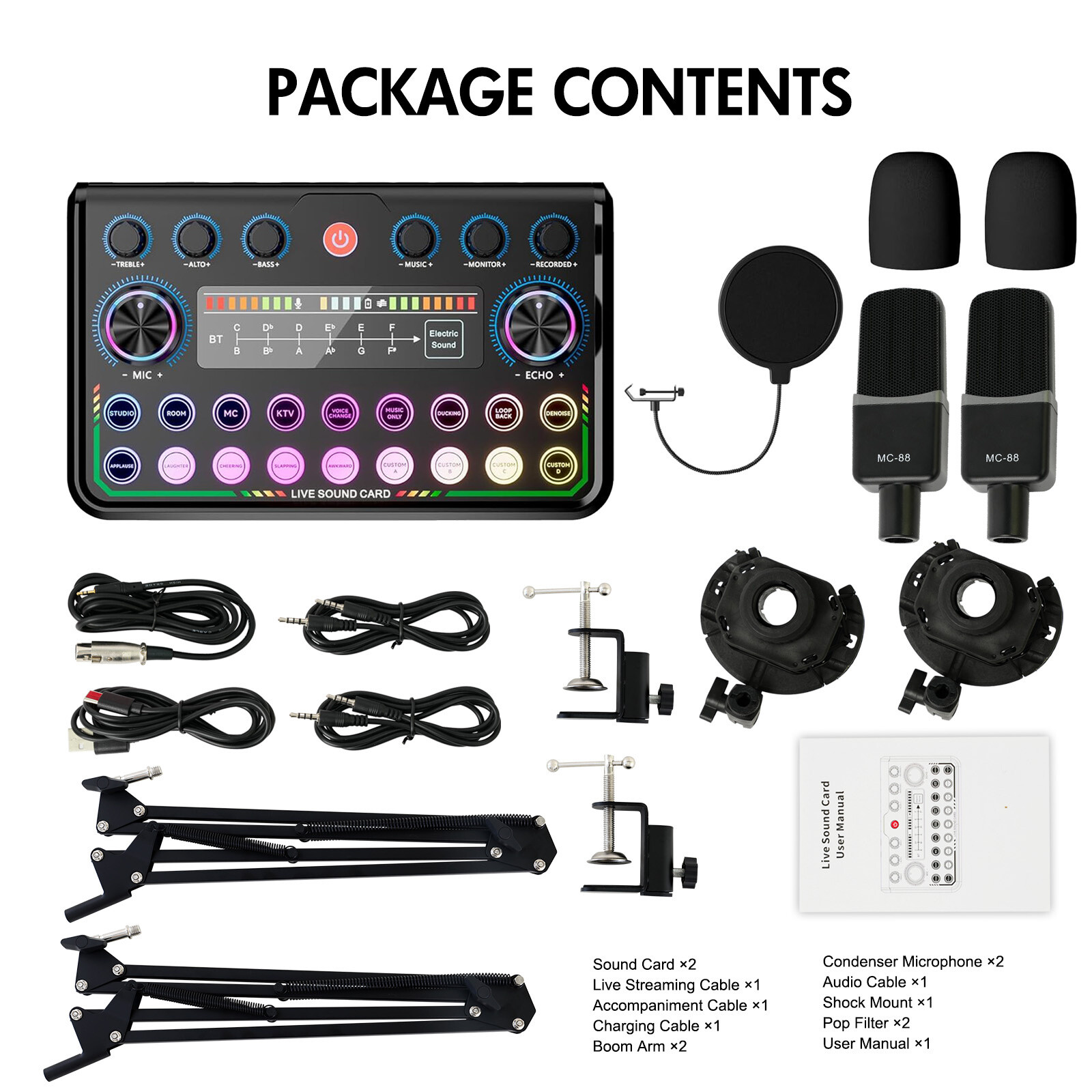 Professional Condenser Microphone Kit Complete Set For Podcast Studio Recording