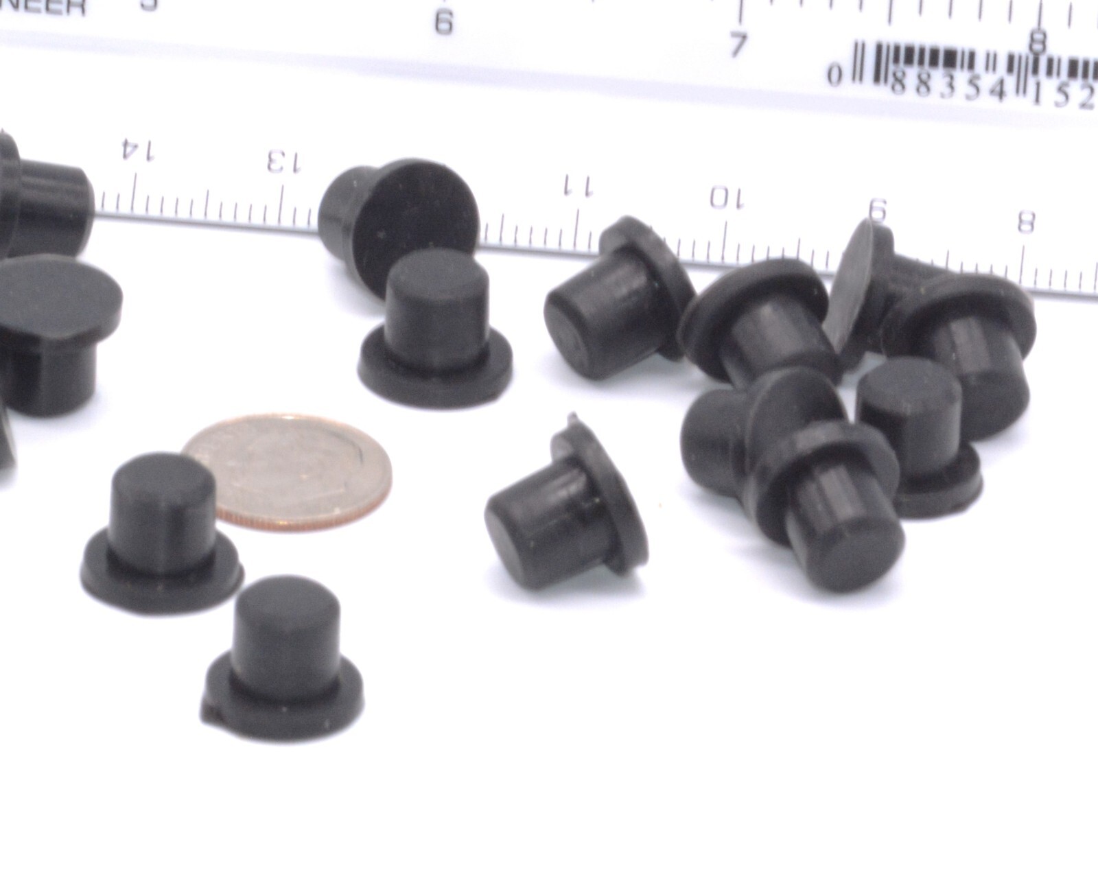 3/8” Rubber Hole Plugs 5/8" OD Compression Push In Stem Bumper 12 Per Pack