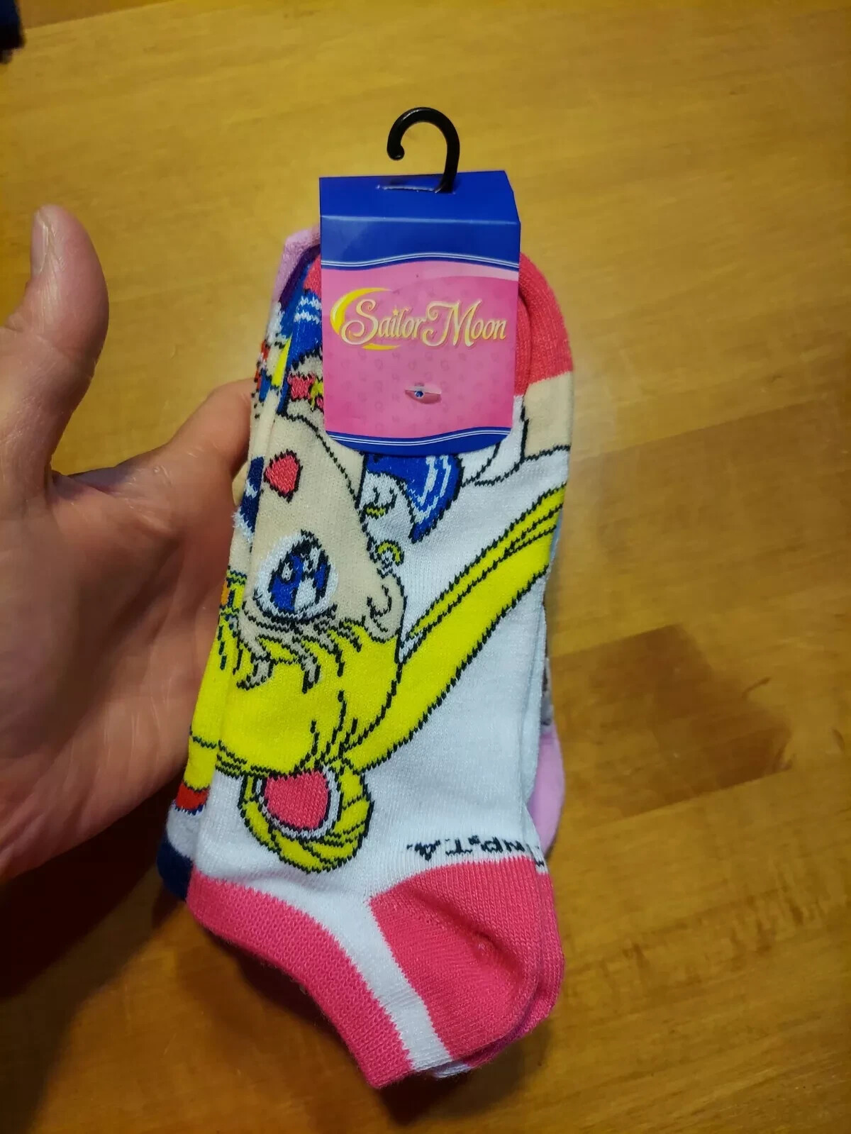 Sailor Moon Big Face 5 Pair No Show Shoe Size 4-10 Socks Mercury Mars Venus