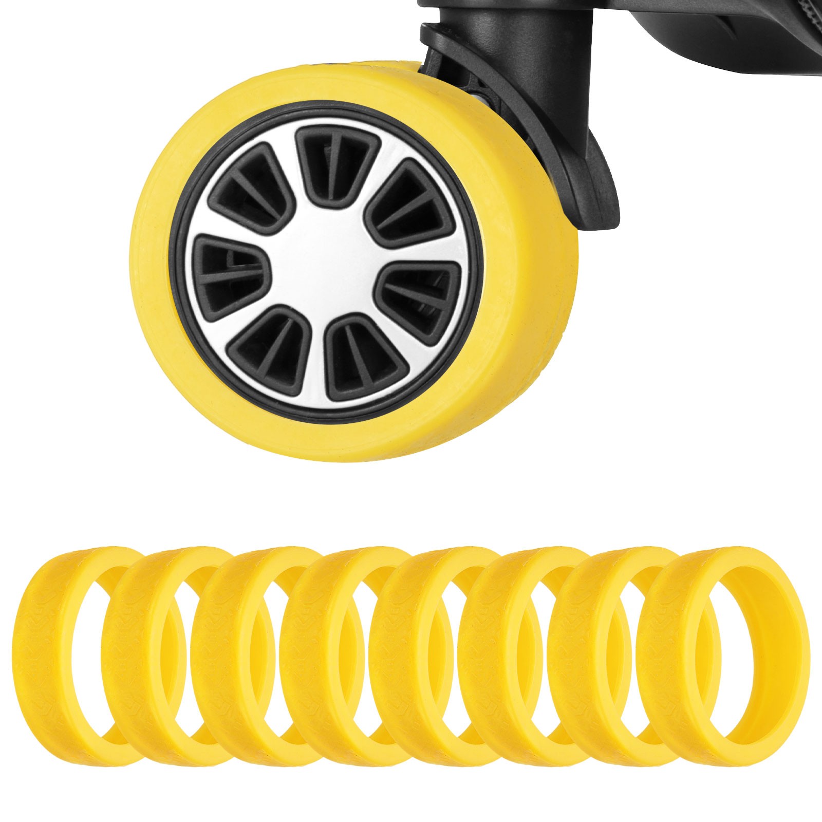 8Pack  Luggage Wheel Protection Cover for 1.96-2.95" Wheel, Yellow