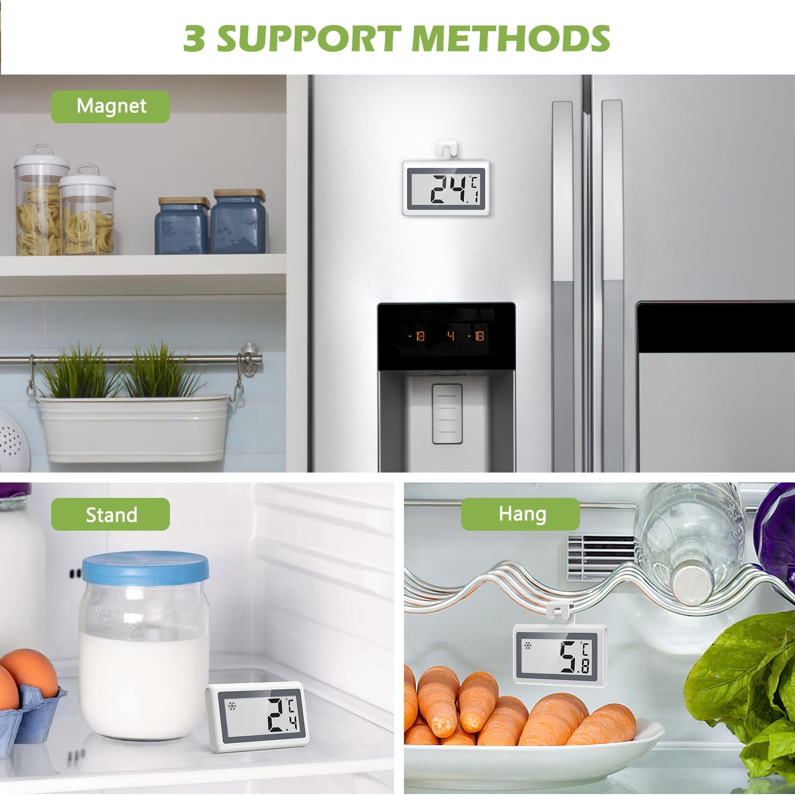 KeeKit Refrigerator Thermometer, Digital Fridge Thermometer with LCD Display,...