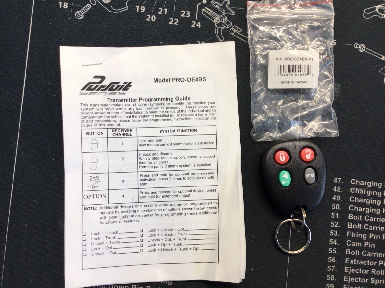 Audiovox PRO-OE4BS replacement remote NEW.