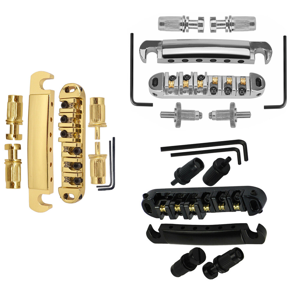 Adjustable Roller Saddle Tune-O-Matic Guitar Bridge Tailpiece Sets for LP SG ES