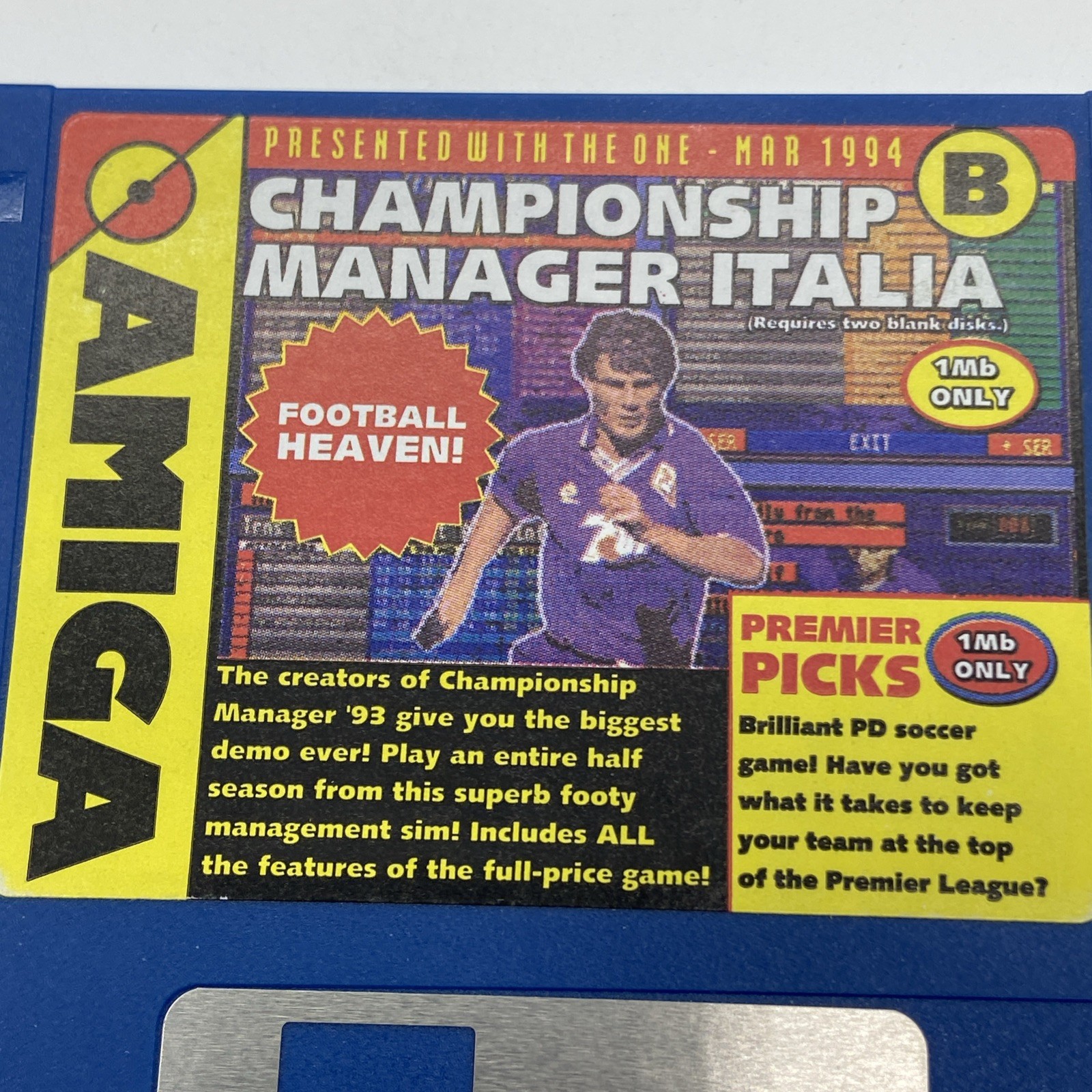 1993 Amiga Championship Manager Italia disk B Floppy Disk VTG PC game untested