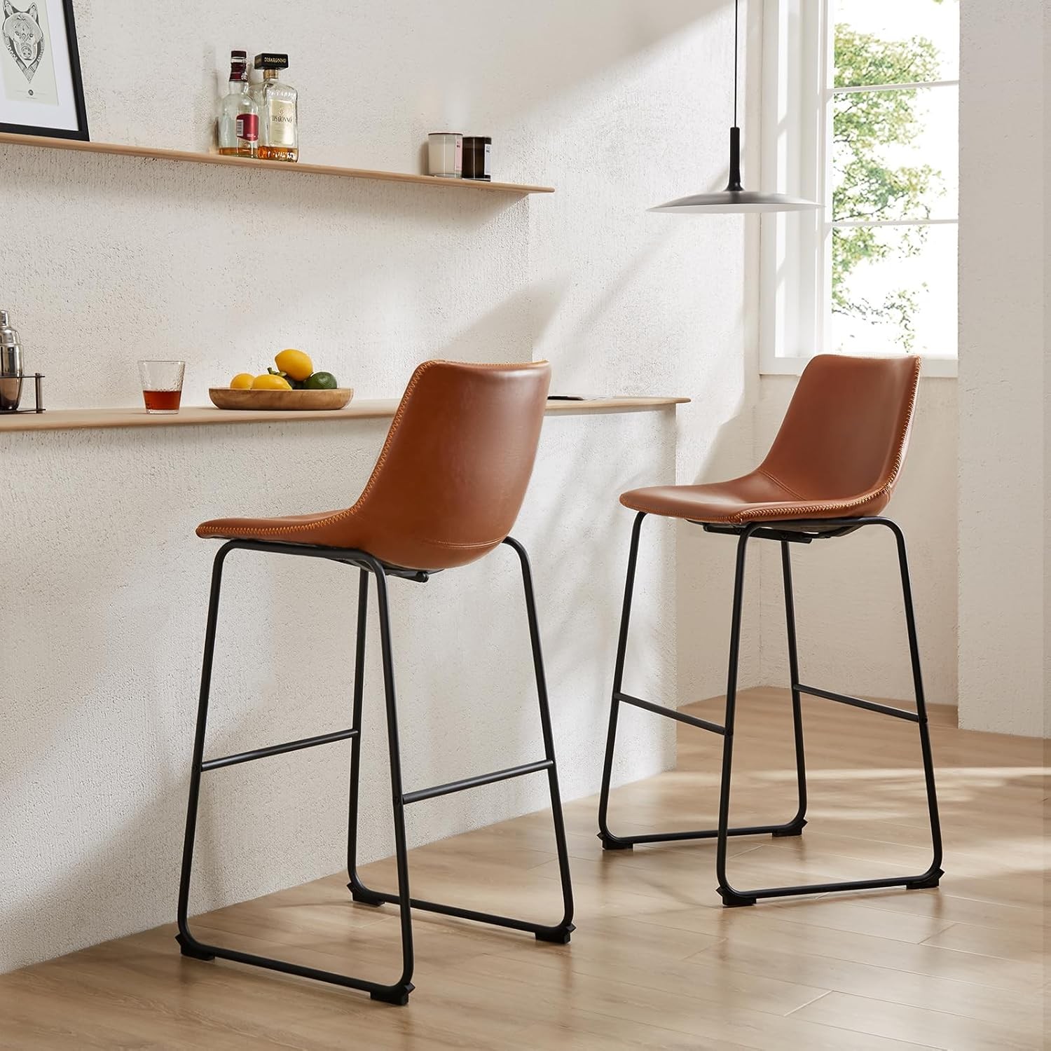 Counter Height Bar Stools Set of 4 30 inch Height Stool Faux Leather Barstools