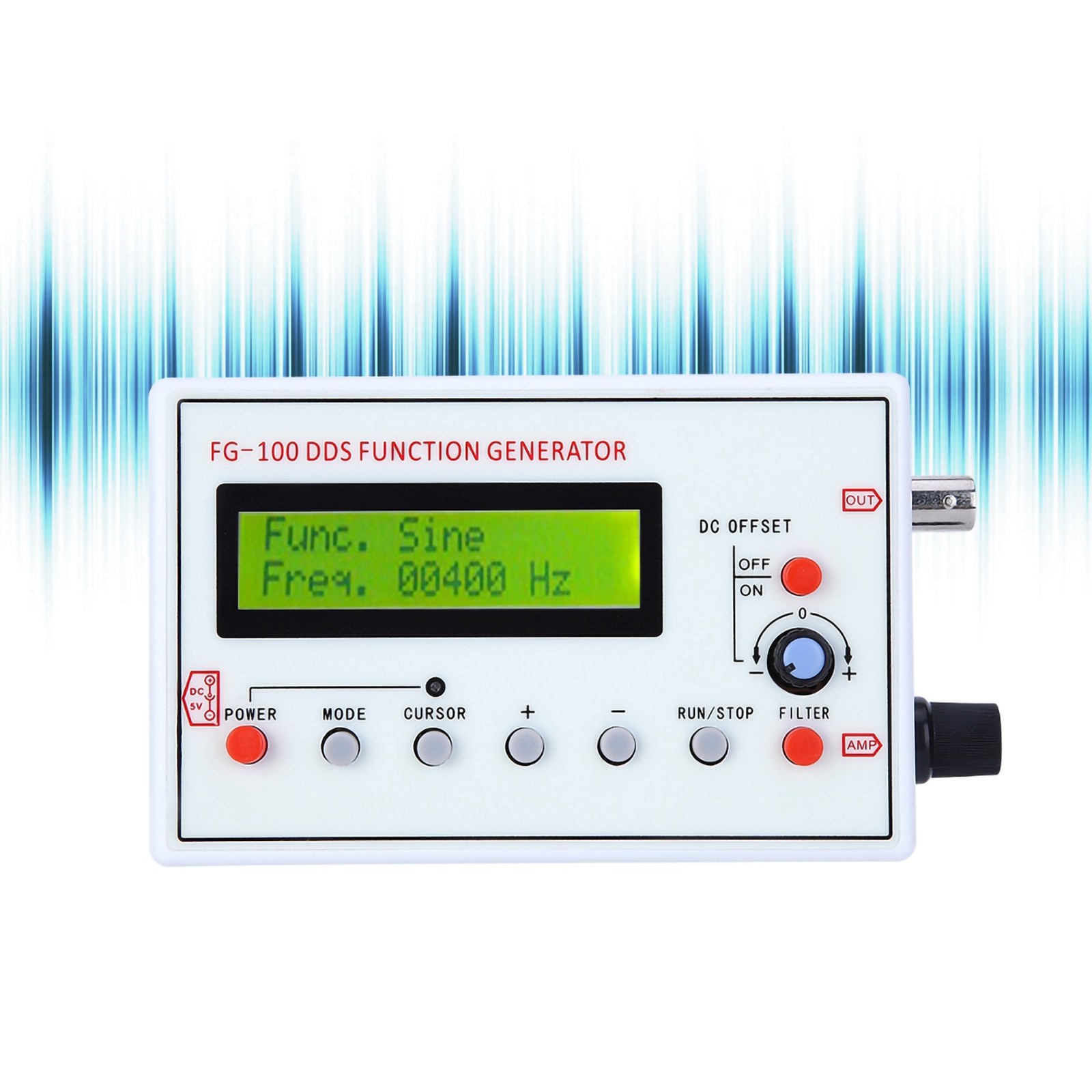 FG-100 DDS Function Generator Sine 1Hz-500KHz Counter Signal Source