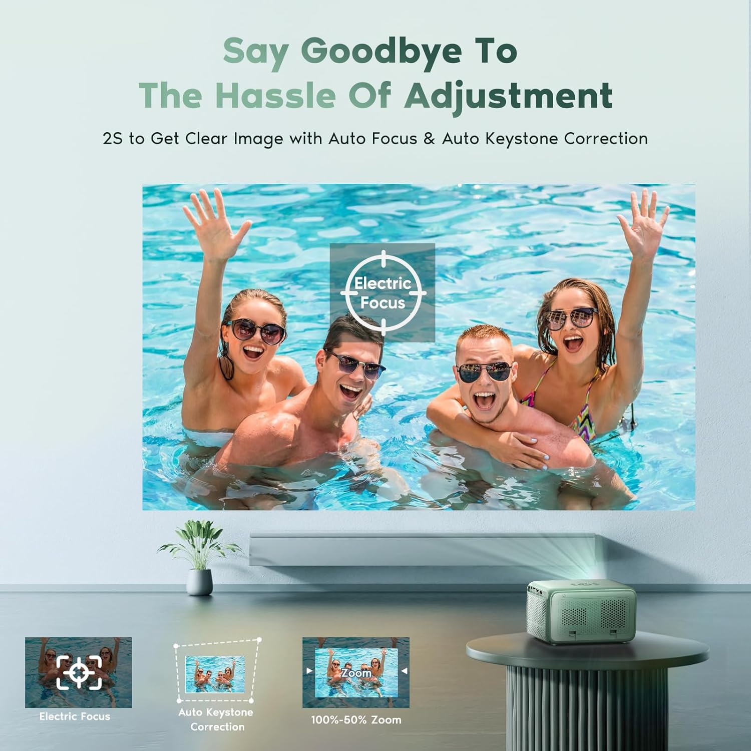 Projector with Wifi and Bluetooth, Native 1080P Portable Mini Projector 4K Suppo