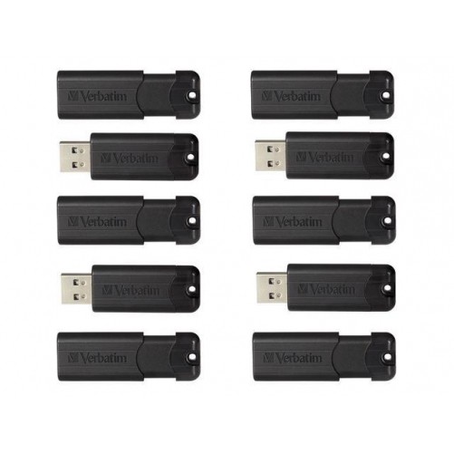Verbatim 70902 10PK 32GB VERBATIM USB BLK PINSTRIPE 3.0 FLASH DRIVE-RETRACT
