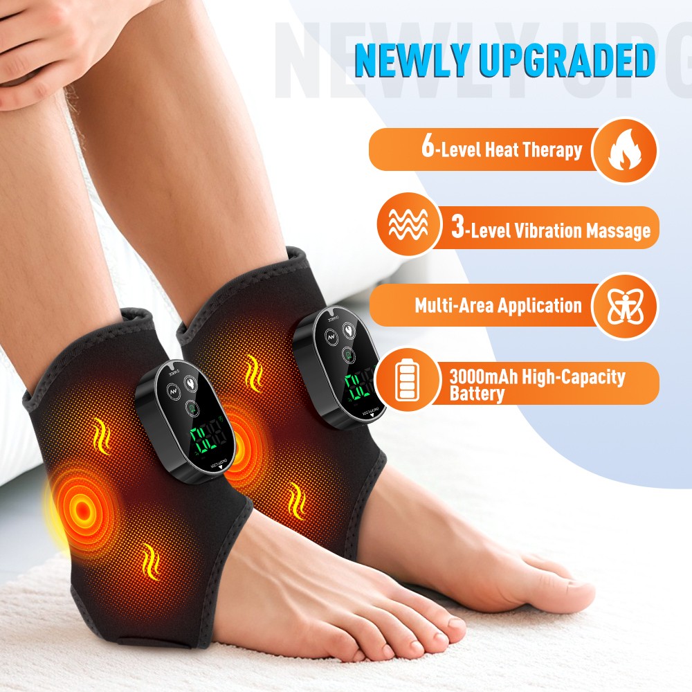 2PCS Electric Foot Ankle Massager Heating/ Vibration Hot Compress Pain Relief