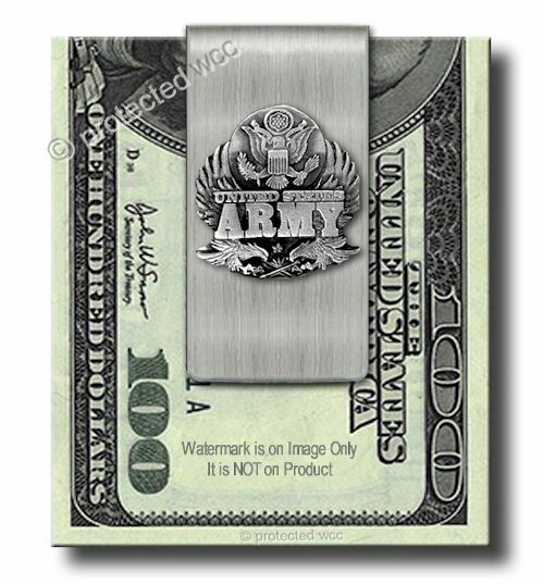 ARMY Stainless Steel MONEY CLIP Armed Forces Military USA Dad Son Husband Gift'