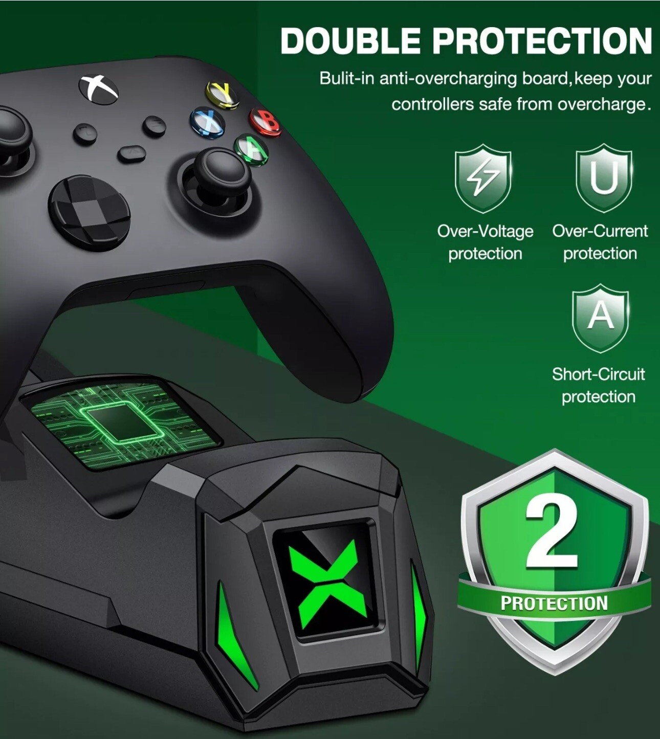 Xbox Series X S Controller Fast Charging Station Dock + Rechargeable Battery