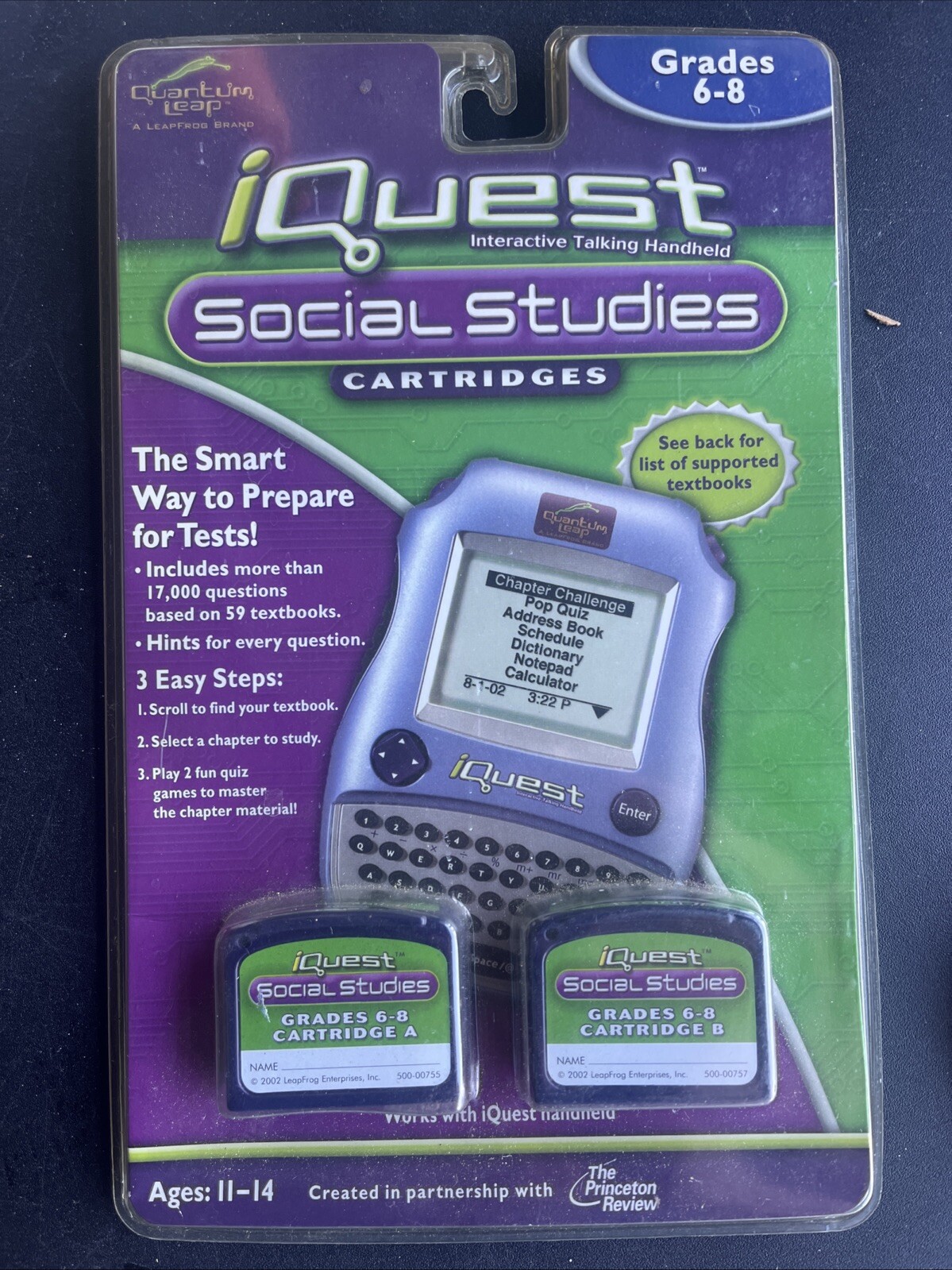 Quantum Leap Leap Frog IQuest Social Studies 2 Cartridge Package Grades 6-8 NEW