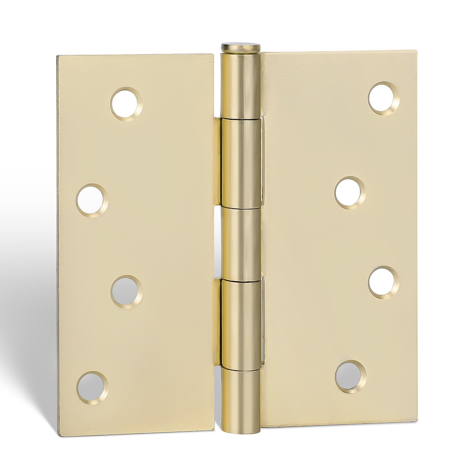 3 Pack 4" Brushed Brass Gold Door Hinges Square Corners Interior Door Hardware