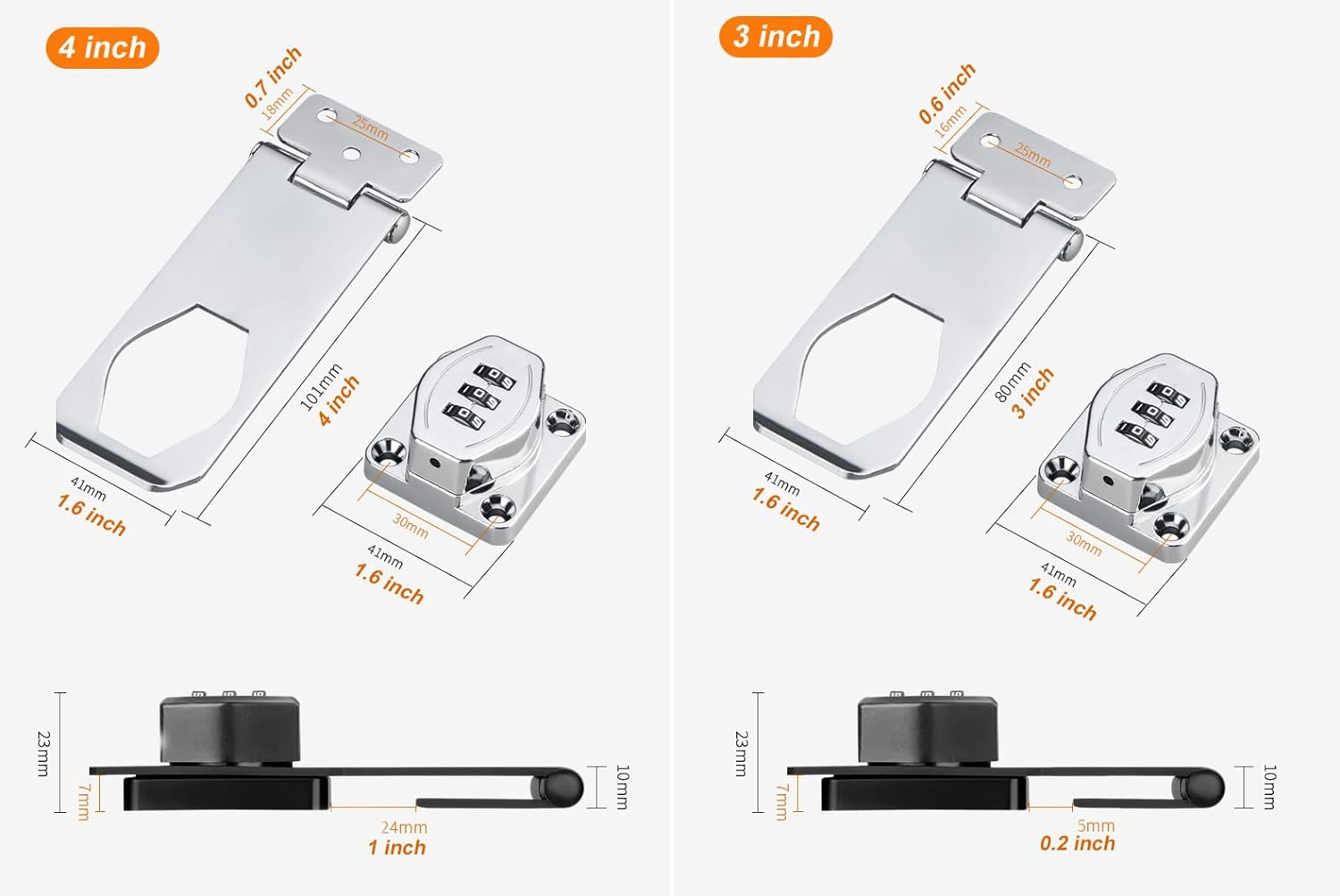 Cabinet Lock Keyless 3-Digit Password Combination Code Hasp Latch Lock Twist Kno