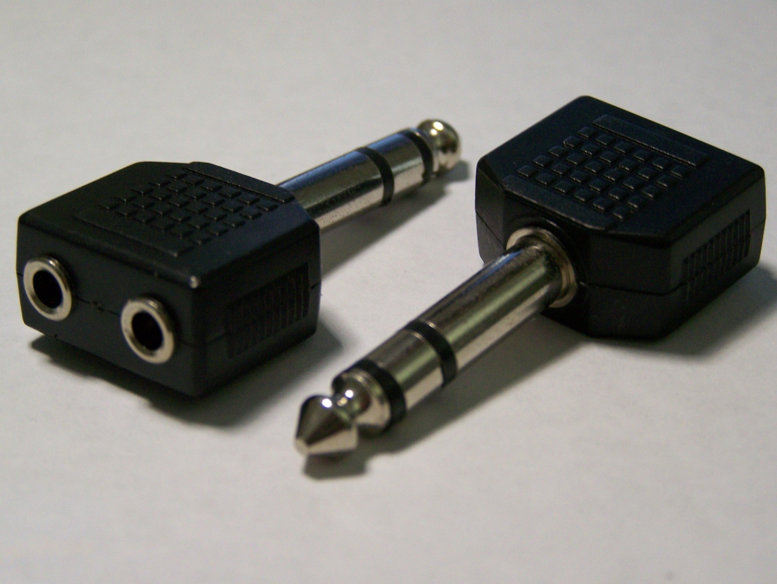 25X 6.35mm 1/4" Male Stereo Plug To 2 Dual 3.5mm Female Y Splitter Adapter